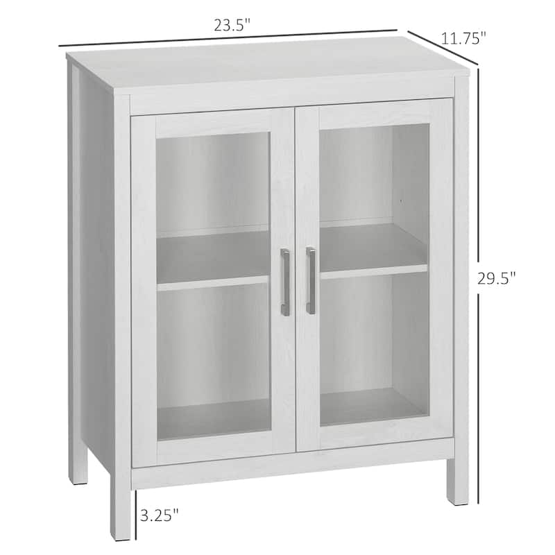 kleankin Modern Bathroom Cabinet, Bathroom Storage Organizer with Double Glass Doors and Adjustable Shelf