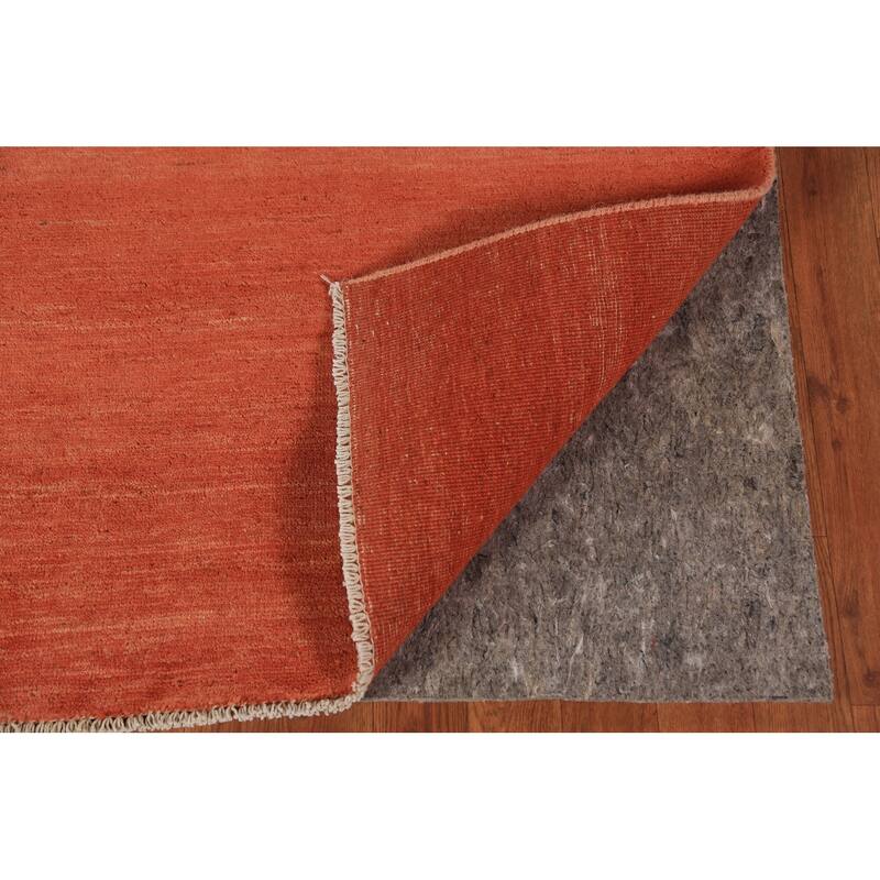 Orange Solid Gabbeh Modern Area Rug Handmade Wool Carpet - 5'7" x 7'7"
