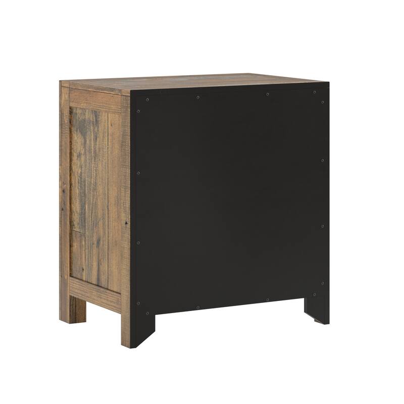 Rustic Brown 2-Drawer Nightstand with Easy Assembly