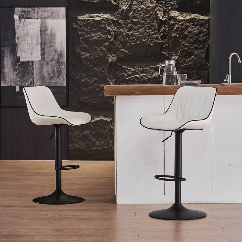Adjustable Swivel Bar Stools Set of 2 Modern Upholstered Counter Stools