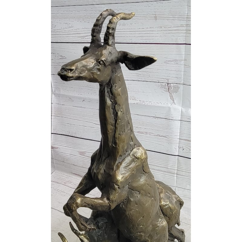 Two Gazelle Antelope Kudu Bronze Wildlife Genuine Bronze Sculpture Figurine