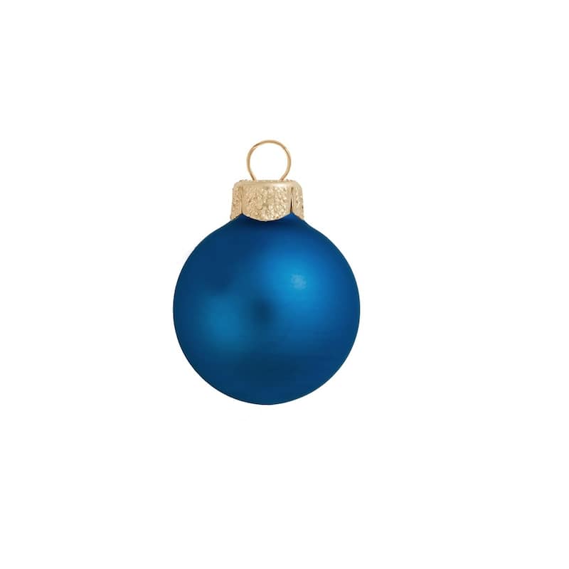 Matte Glass Christmas Ball Ornaments - 3.25" (80mm) - Blue Cobalt - 8ct