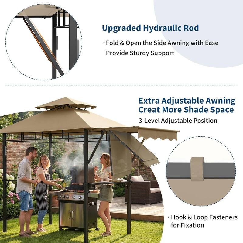 8x5 ft Durable BBQ Grill Gazebo, Weather-Resistant Canopy Shelter for Patio & Backyard - N/A