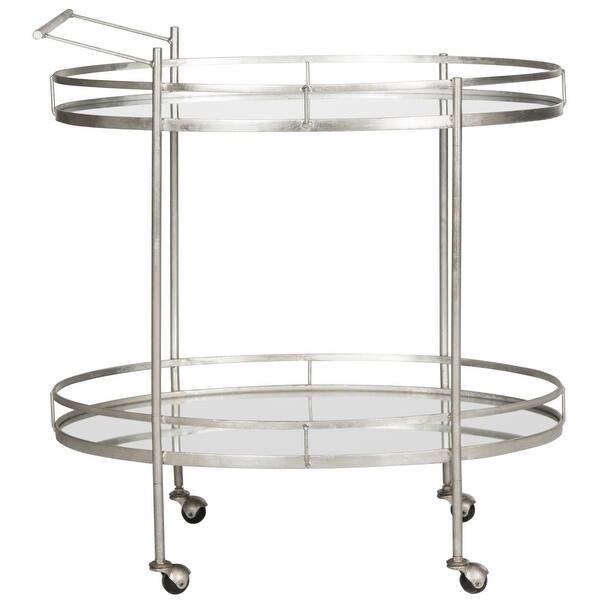 Safavieh Dante 30-in x 33.6-in Silver Oval Cart Bar Safavieh Dante 30-in x 33.6-in Silver Oval Cart Bar