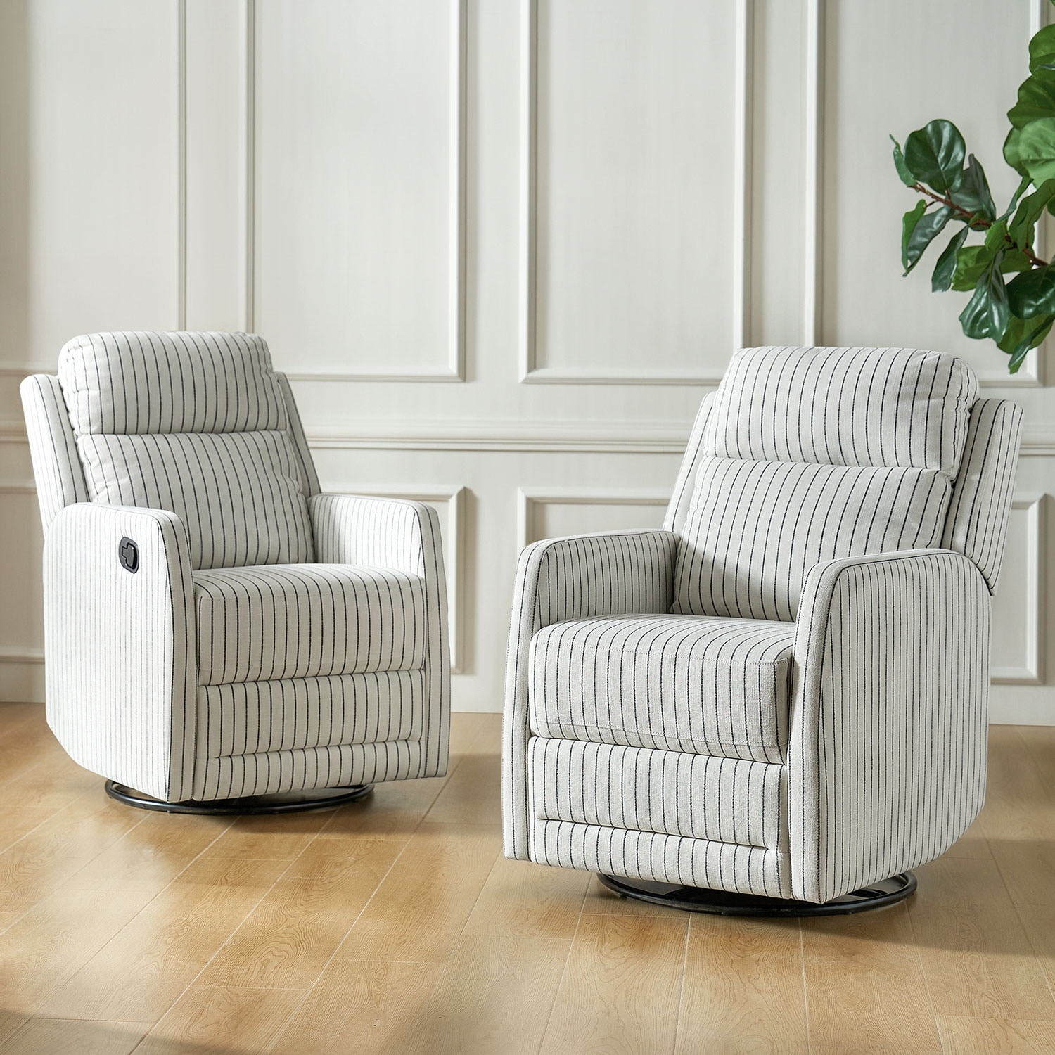 HULALA HOME Diana Modern Polyester 360-degree Swivel Rocker Recliner Set of 2