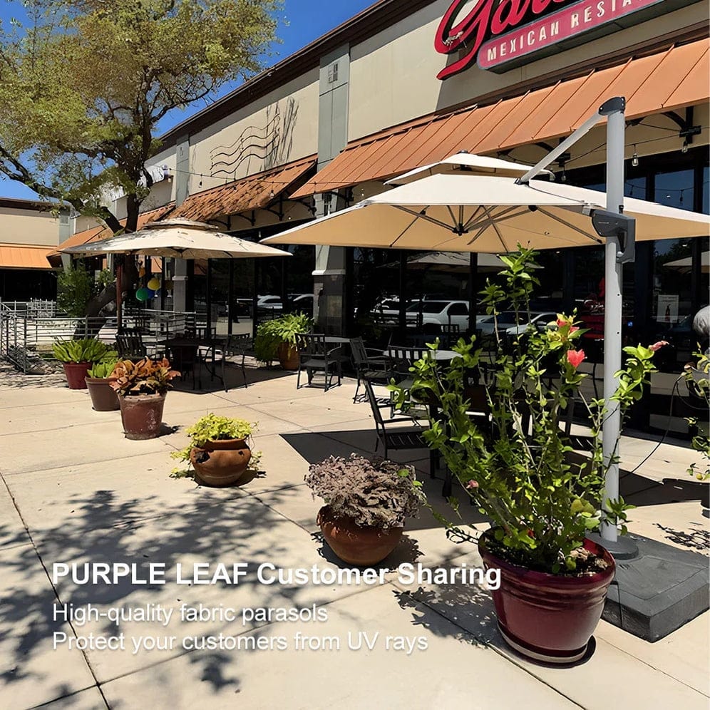 PURPLE LEAF 10ft Square Patio Offset Cantilever Umbrella with Base Included