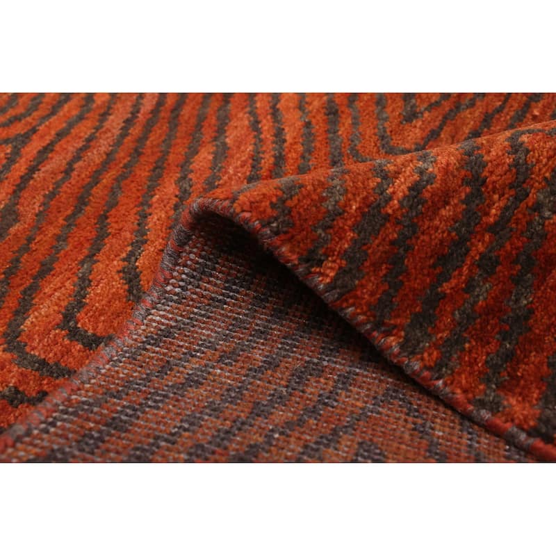 ECARPETGALLERY Hand-knotted Peshawar Ziegler Rust Wool Rug - 4'11 x 6'9