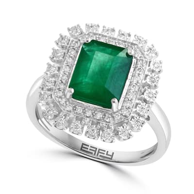 EFFY 14K Gold Diamond Natural Emerald Ring