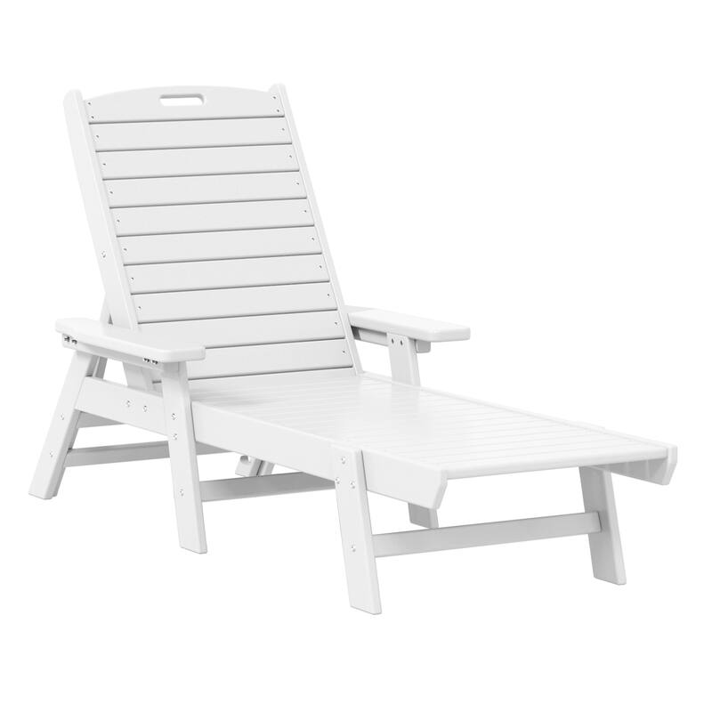 Laguna Hdpe All Weather Outdoor Patio Pool Reclining Chaise Lounge - White