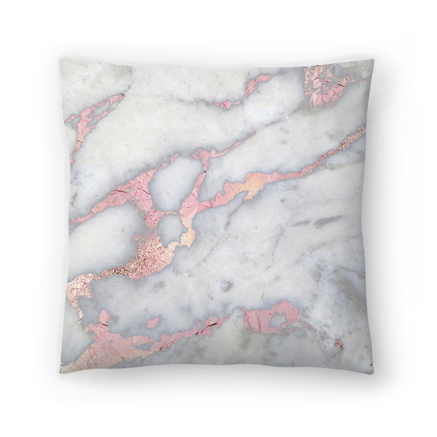 Rose Gold Blush Metal Foil On Marble Square Decorative Throw