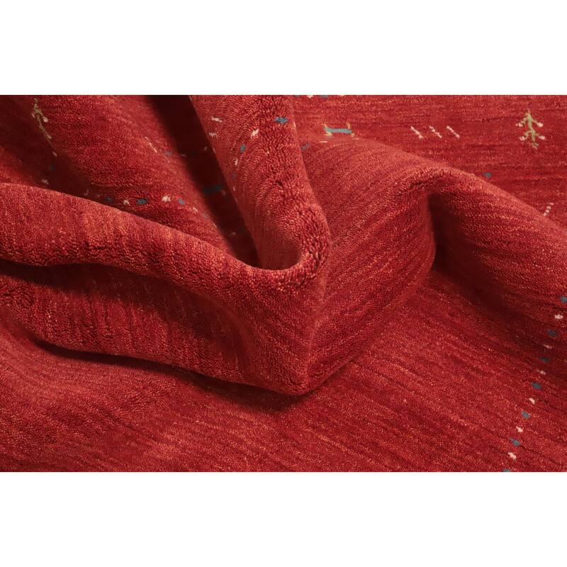 Hand Knotted Oriental 100% Wool Carpet Tribal Animal Pictorial Red Gabbeh Area Rug - 7' 10'' X 5' 1''