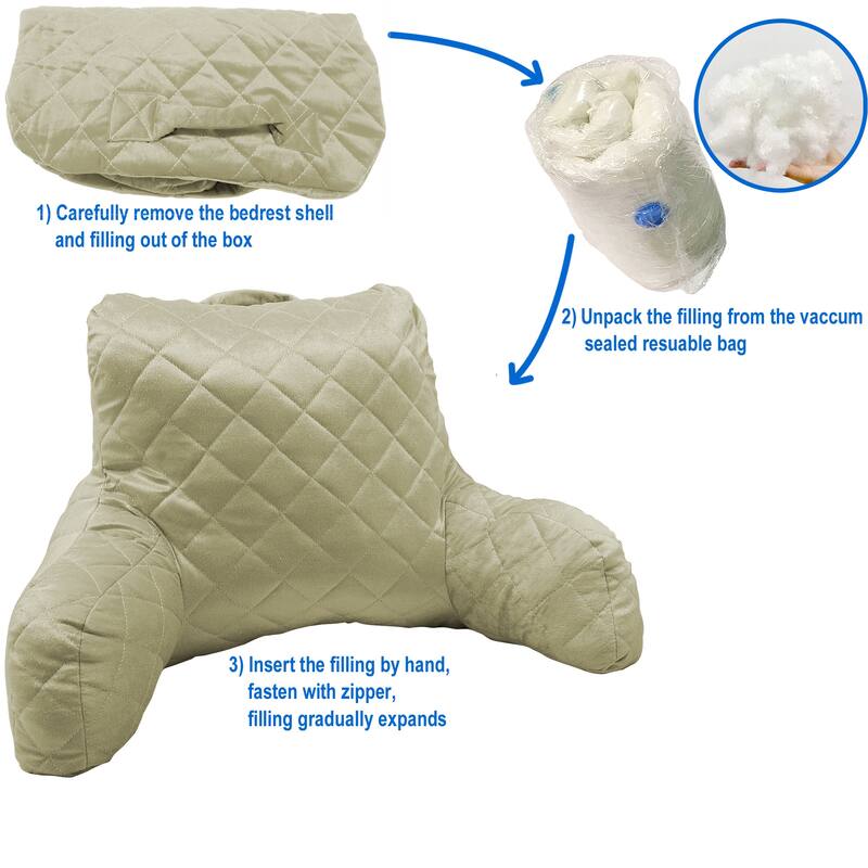 Velvet Do-It-Yourself Bedrest Reading Pillow Cover and Filling