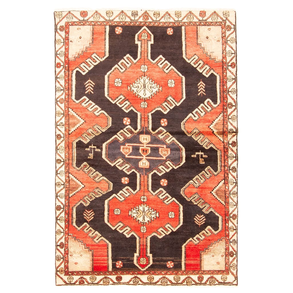 ECARPETGALLERY Hand-knotted Konya Anatolian Black Wool Rug - 4'1 x 6'3