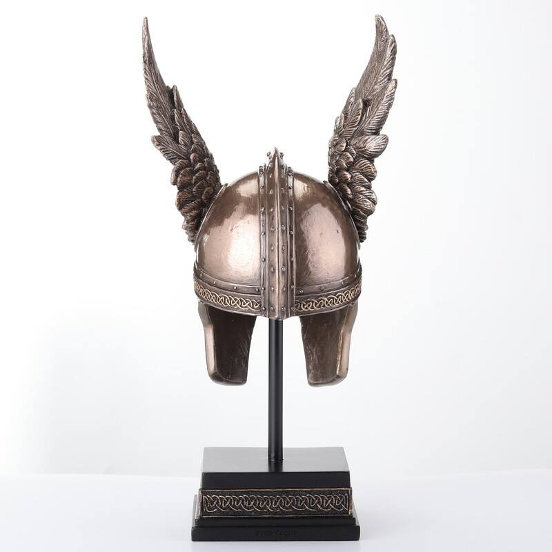 9.45 inches Height Cold Cast Bronze Norse Winged Helmet of Odin Bronze Finish Figurine