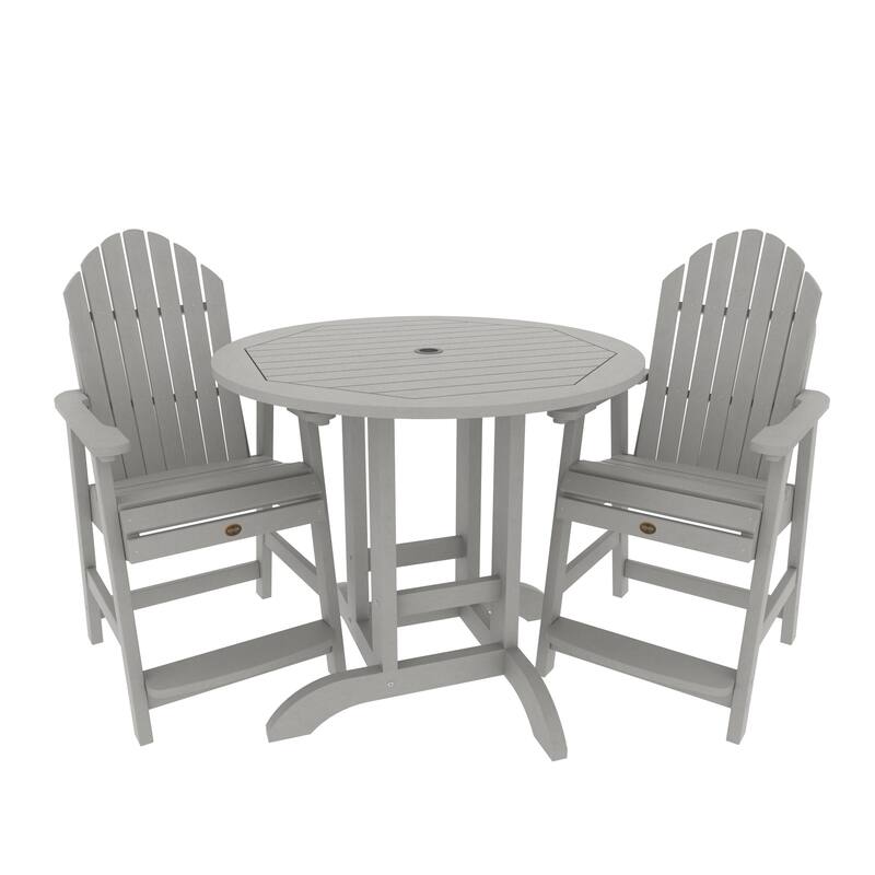 Highwood Commercial 3-Piece Adirondack 36" Bistro Counter Height Dining Set - Harbor Gray