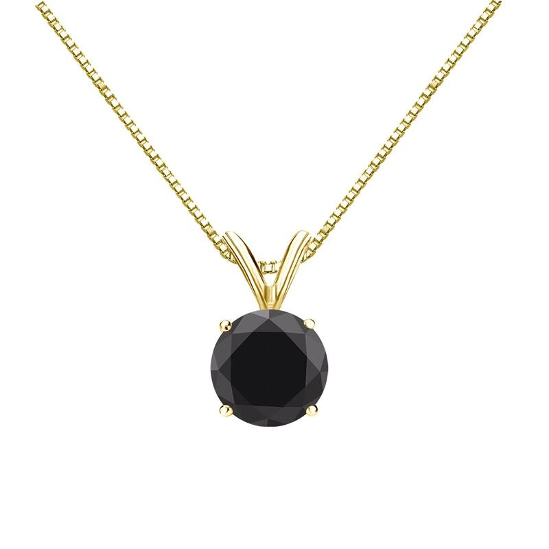 Auriya 14k Gold 1 1/2ctw Solitaire Black Diamond Necklace Bezel-set