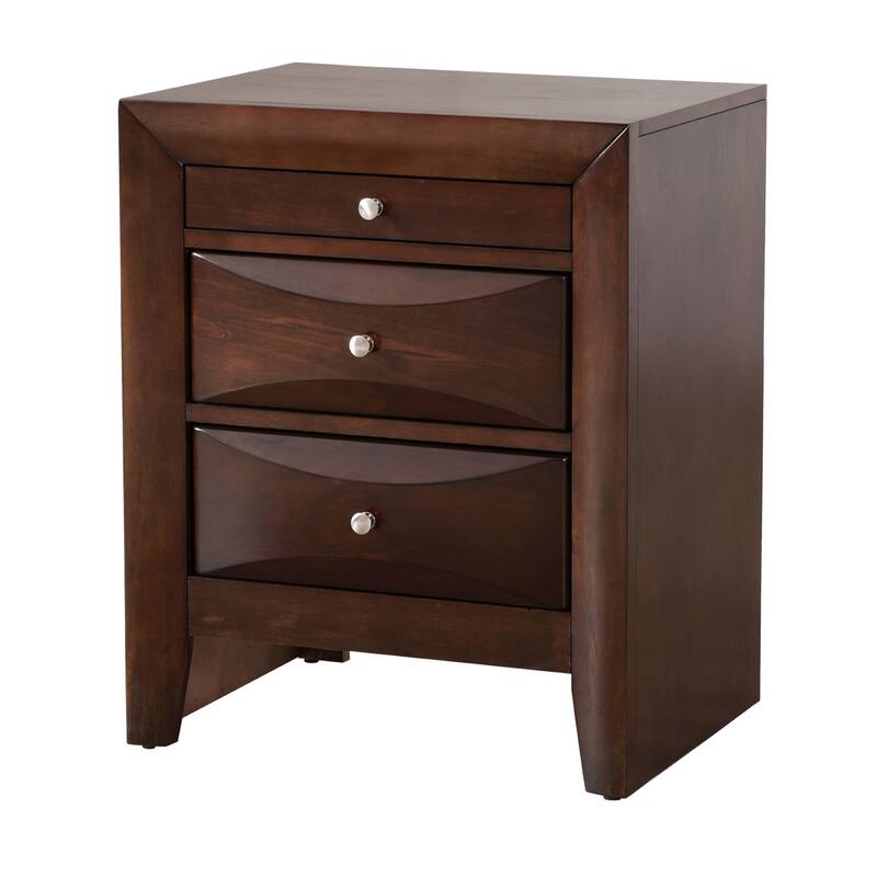 3-Dovetailed Drawers Wooden Nightstand - 28" - Brown