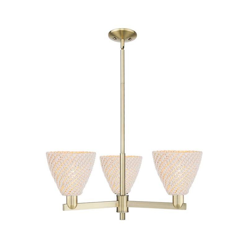 Innovations Lighting Downtown Urban - Natural Ballston Dome - 3 Light 18" Chandelier - Antique Brass