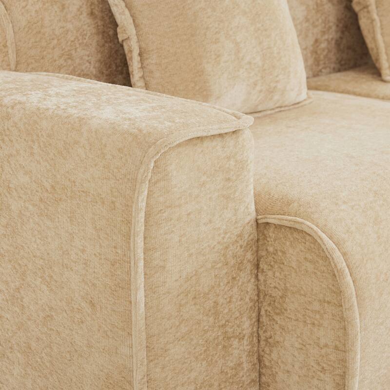 Streamlined Design Modular 2 Seat Boneless Velvet Fabric Sofa - 8' x 10'