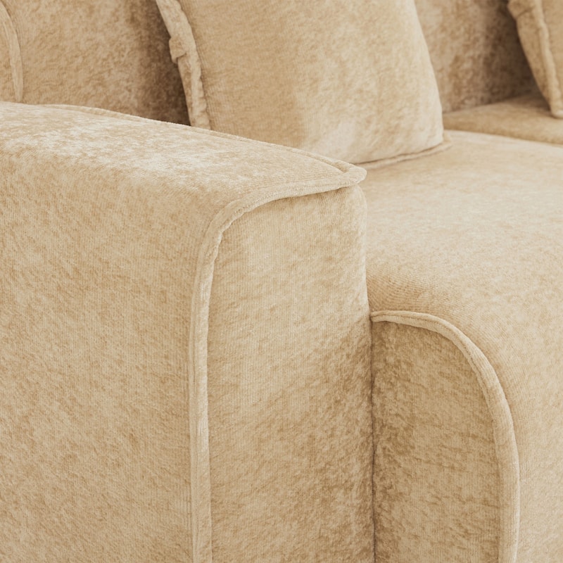 Streamlined Design Modular 3 Seat U Shape Boneless Velvet Fabric Sofa with 2 Movable Ottoman - 8' x 10'