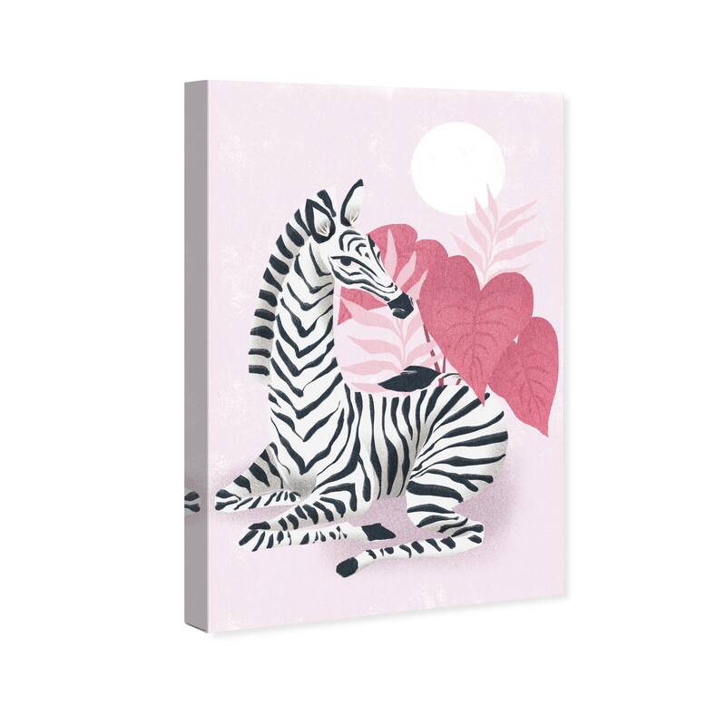 Wynwood Studio Canvas Animals Lounging Zebra Blush Pink and Modern & Contemporary Wall Art Canvas Print