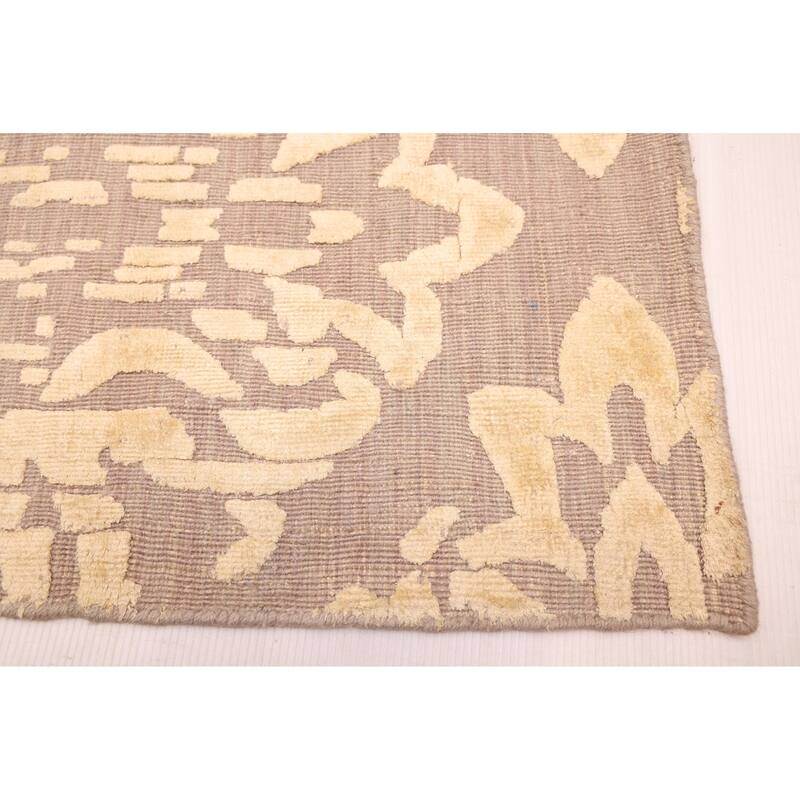 ECARPETGALLERY Hand Loomed Elysian Taupe Viscose, Wool Rug - 8'1 x 9'11