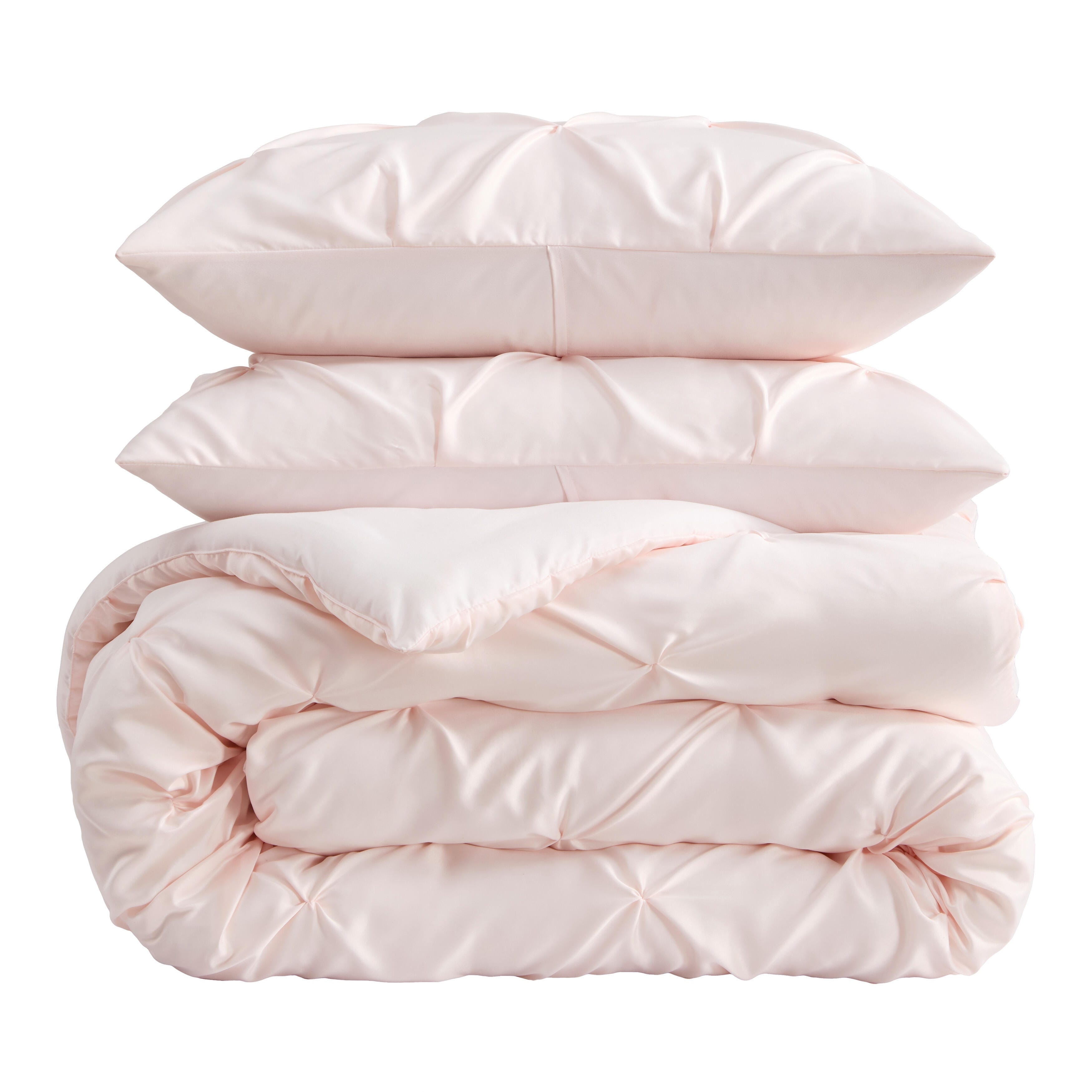Laura Ashley Solid Satin Pintuck Reversible Comforter Set