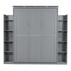 preview thumbnail 6 of 16, Queen Size Wall Bed with Storage Cabinets and Built-in Lighting Foldable Space Saving Murphy Bed