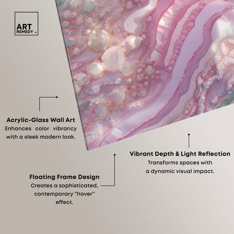 Pink and Mint Crystal I Acrylic by Art Remedy, Ready to Hang