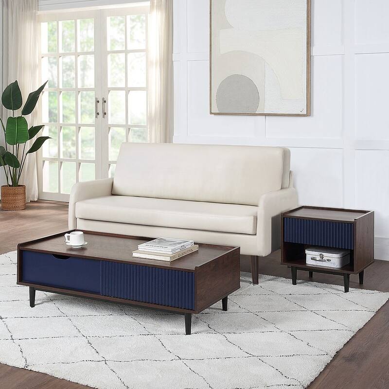 Manhattan Comfort Duane Modern Ribbed 4 Piece Living Room Table Set