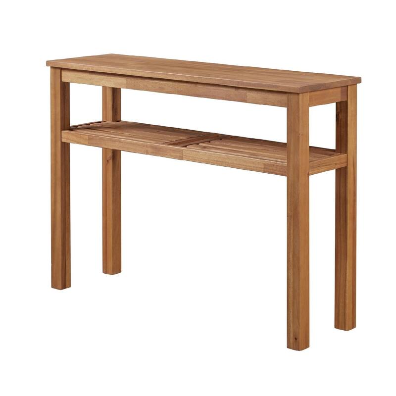 NPD Furniture Tiburon Acacia Wood Console Table with Shelf - Amber