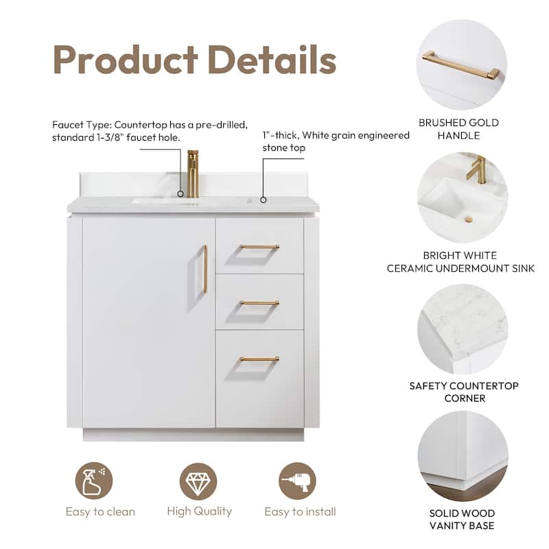 San Single Bath Vanity with Composite Stone Top without Mirror