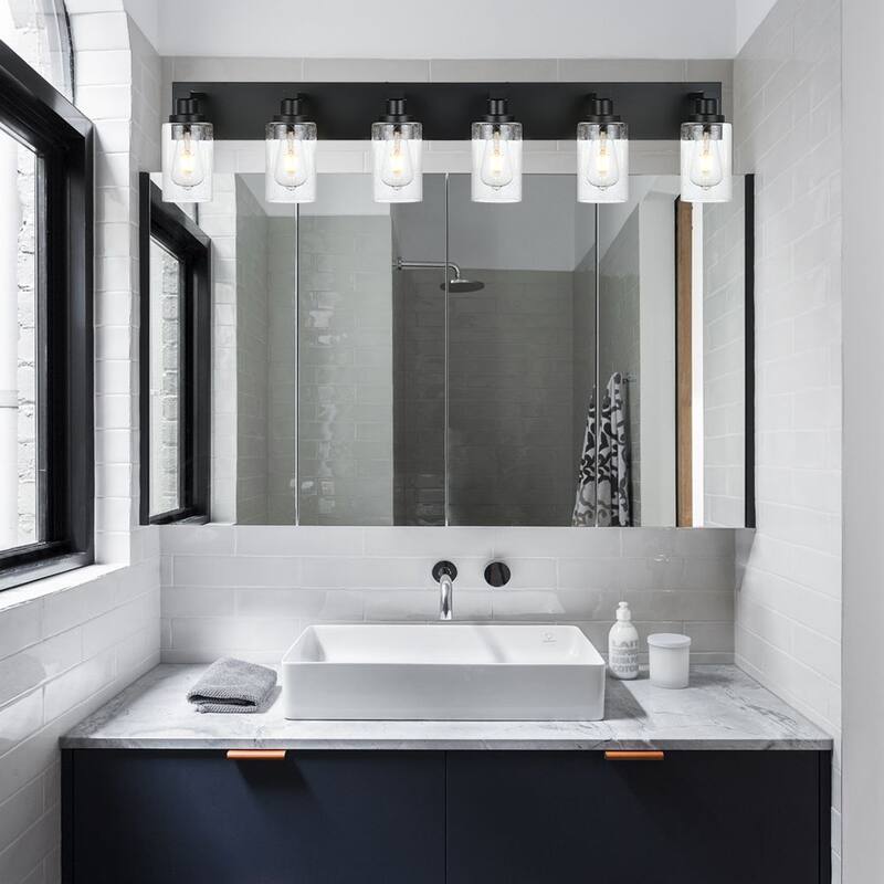 Modern Vanity Light with Seeded Glass Shade
