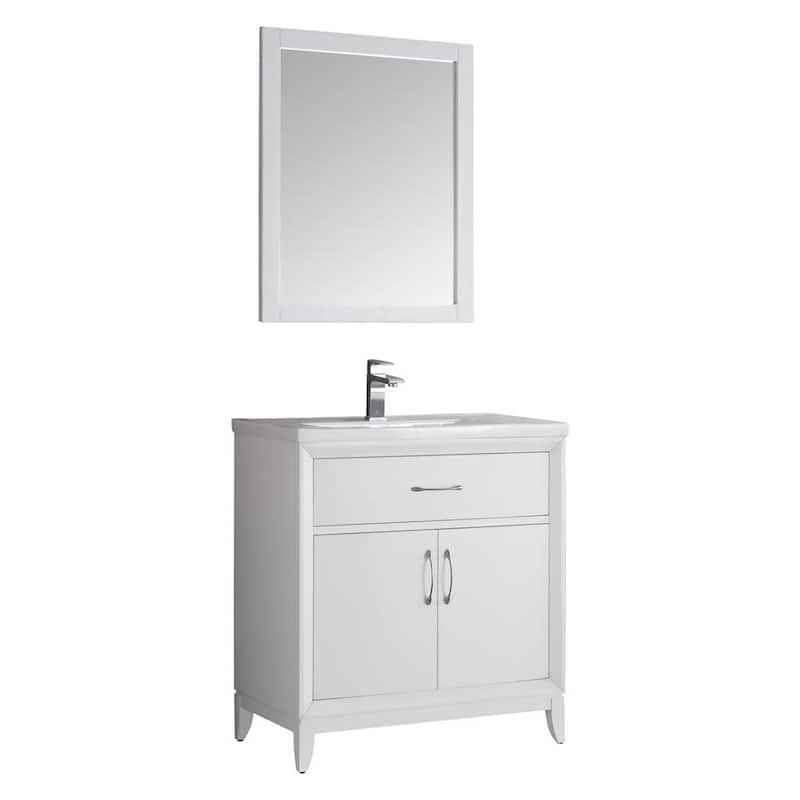 Fresca Cambridge 30" Free Standing Vanity Set with Wood Cabinet, - Matte White