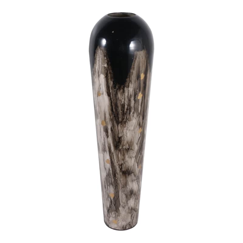 Tapered Iron Vase with Marbleized Finish - Modern Flower Vase