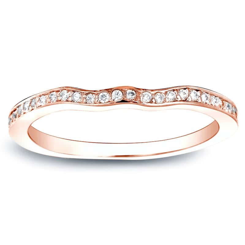 Auriya 1/4ctw Curved Diamond Wedding Band 14k Gold - Rose - 5.5