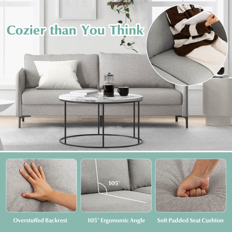 Modern 76 Inch Loveseat Sofa Couch for Apartment Dorm with Metal Legs-Grey - 31" x 75.5" x 35"