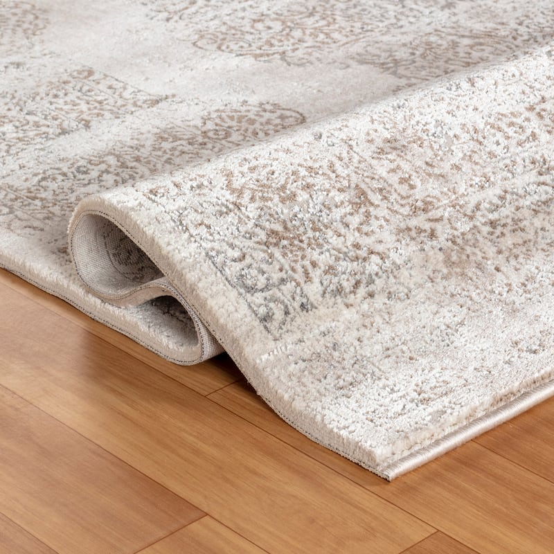 Omari Collection Cream/Grey Abstract Traditional Area Rug