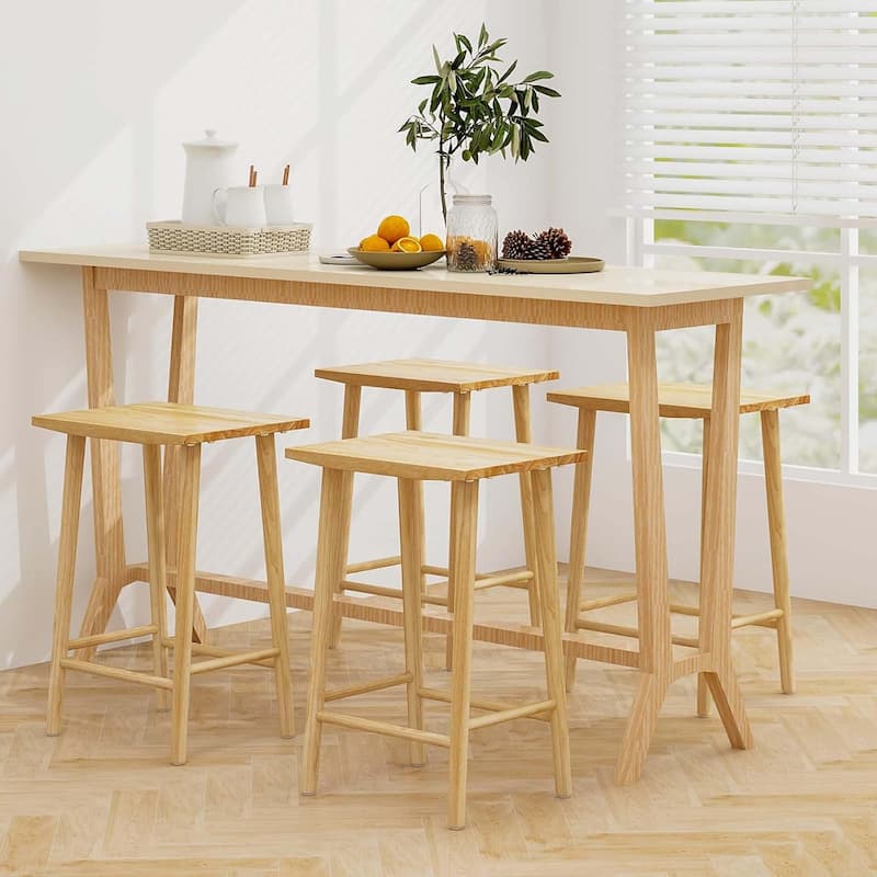 2/4 pcs Counter Height Bar Stools 25.5" Backless Wooden Dinning Chairs