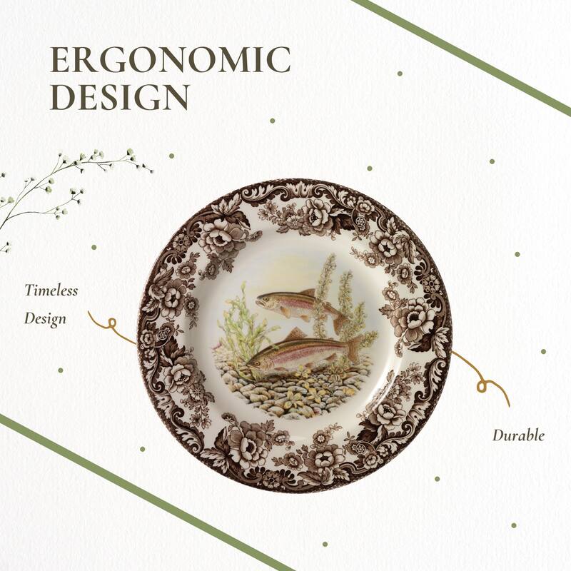 Spode Woodland Fish Motif Salad Plate