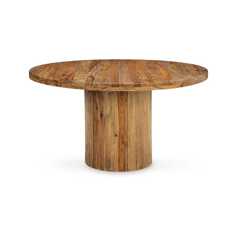 Donni Round Dining Table with Sheesham Wood Grain Patterns, 54 Inch
