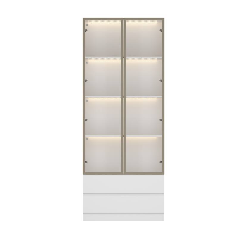 Tall Modular Display Storage Cabinet Bookcase w/Light Home Office