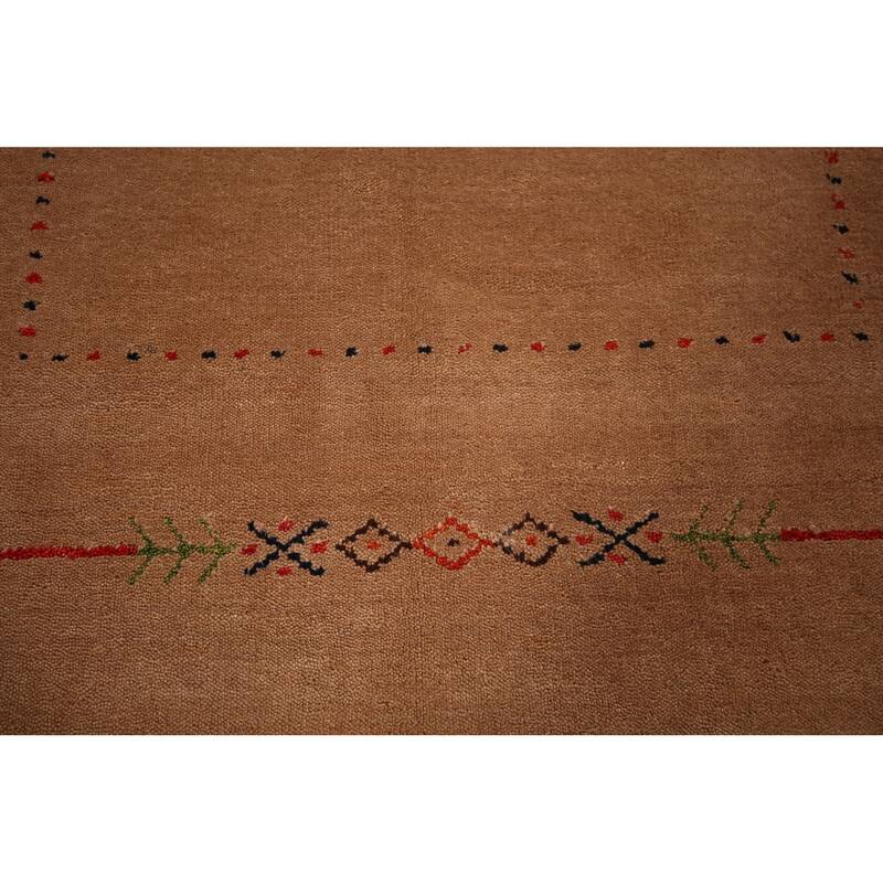 Gabbeh Indian Accent Rug Hand-Knotted Oriental Brown Wool Carpet - 3'10"x 5'8"