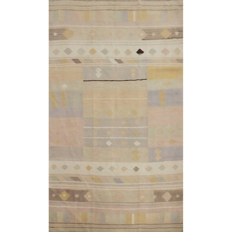 Hand Woven Oriental 100% Wool Carpet Southwestern Tribal Multi-Colored Kilim Area Rug - 8' 11'' X 5' 10''