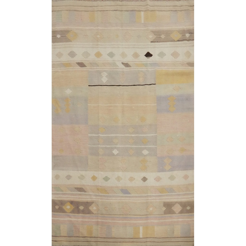 Hand Woven Oriental 100% Wool Carpet Southwestern Tribal Multi-Colored Kilim Area Rug - 8' 11'' X 5' 10''