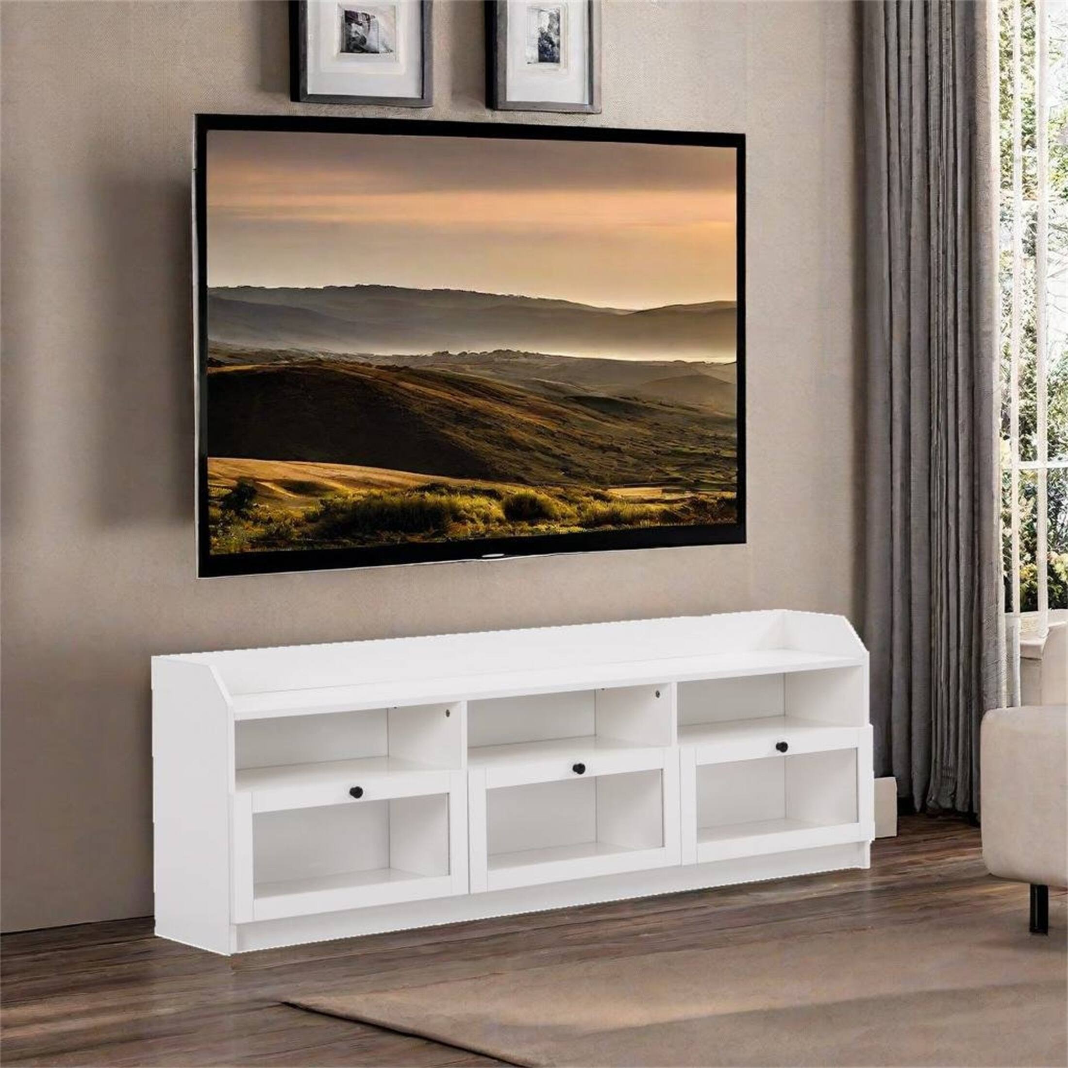 TV Stand with Acrylic Board Door and Ample Storage Space Bed Bath