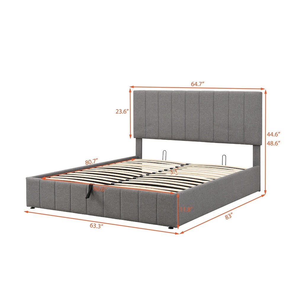 Upholstered Platform Bed with a Hydraulic Storage System