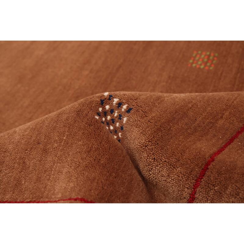 ECARPETGALLERY Hand Loomed Kashkuli Gabbeh Brown Wool Rug - 5'0 x 6'11