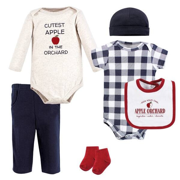 slide 1 of 1, Hudson Baby Infant Boy Cotton Layette Set, Apple Orchard 0-3 Months - Apple Orchard