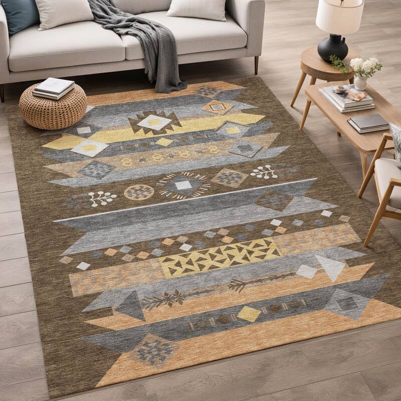 Machine Washable Indoor/ Outdoor Global Tuca Chantille Rug